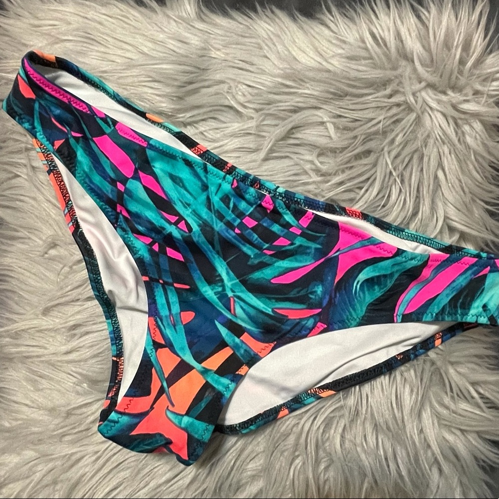 VS PINK tropical mini bikini bottom ruched back